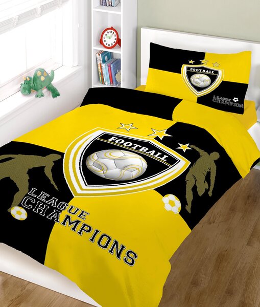 Σετ Σεντόνια ΚΟΜΒΟΣ Champions YELLOW BLACK Μονά 160x240