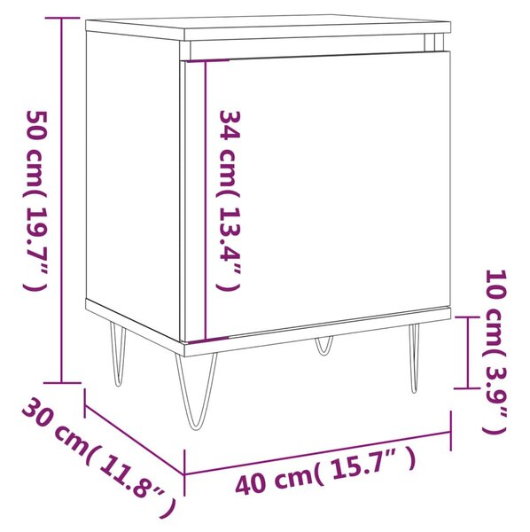 Κομοδίνο Καφέ Δρυς 40 x 30 x 50 εκ. από Επεξεργασμένο Ξύλο - Καφέ