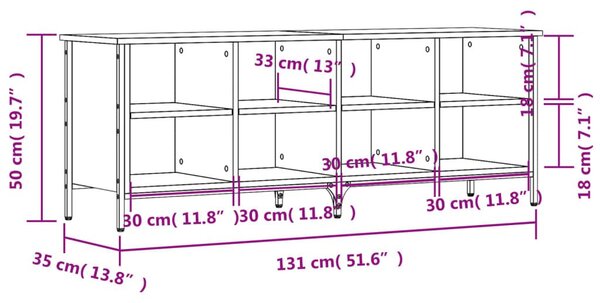 Παπουτσοθήκη Καφέ Δρυς 131 x 35 x 50 εκ. από Επεξεργασμένο Ξύλο - Καφέ