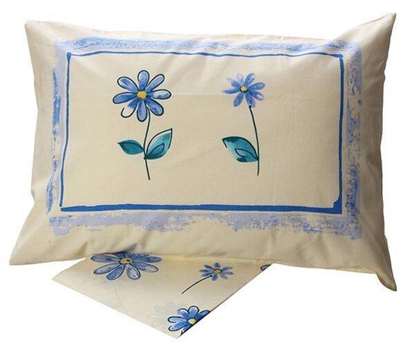 Σεντόνια Μονά 160x260 Σετ 3 Τεμ. Sunshine Home Cotton Feelings εμπριμέ 4031 Blue