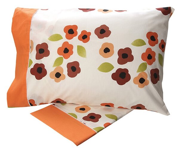 Σεντόνια Μονά 160x260 Σετ 3 Τεμ. Sunshine Home Cotton Feelings Εμπριμέ 529 Orange