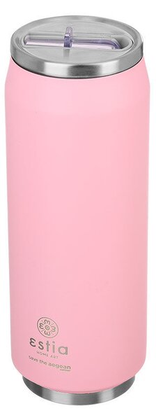 Θερμός με Καλαμάκι 500ml Travel cup Save the Aegean - Baby Pink ESTIA 01-10317