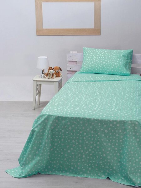 Σεντόνια Παιδικά Μονά 165x240 Σετ 3 Τεμ. Sunshine Home Cotton Feelings 22 Aqua