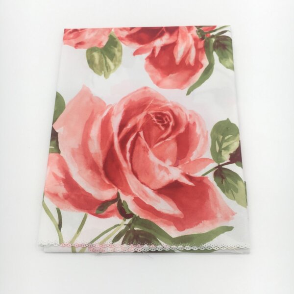 Αλέκιαστο Τραπεζομάντηλο 75x75 White Line - Roses 09