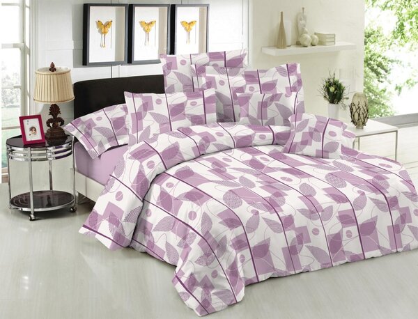 Σεντόνια Μονά Βαμβακερά 170x270 Σετ 3 Τεμ. Le Blanc Premium Leaves Lilac