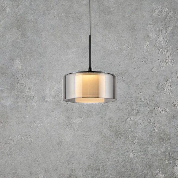 Paul Neuhaus LED κρεμαστό φωτιστικό Rika, Ø 15 cm, γυαλί, ρυθμιζόμενο, ρυθμιζόμενος, Μαύρο, Σαλόνι / τραπεζαρία, Γυαλί, σύγχρονο