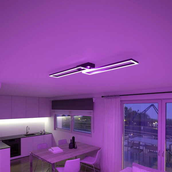 Tint Müller Licht LED φωτιστικό οροφής Ciso, RGB, CCT, μαύρο, ρυθμιζόμενος, Μαύρο, Σαλόνι / τραπεζαρία, Μέταλλο, σύγχρονο