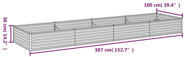 Ζαρντινιέρα 387 x 100 x 36 εκ. από Ατσάλι Σκληρυθέν στον Αέρα - Καφέ