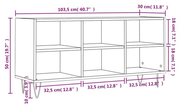 Έπιπλο Τηλεόρασης Γκρι Sonoma 103,5 x 30 x 50 εκ. Επεξεργ. Ξύλο - Γκρι