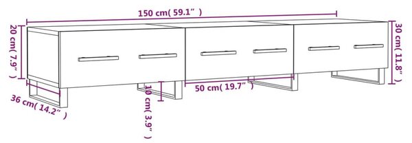 Έπιπλο Τηλεόρασης Sonoma Δρυς 150x36x30 εκ. Επεξεργασμένο Ξύλο - Καφέ