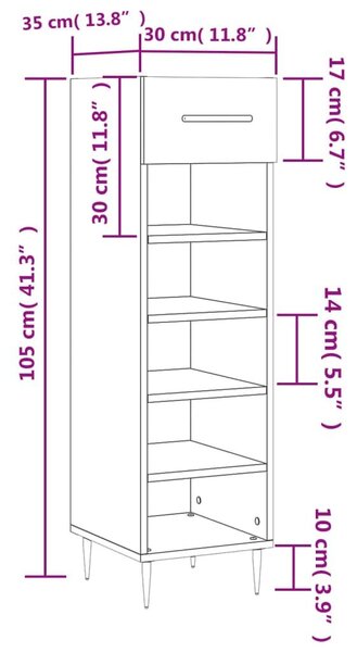 Παπουτσοθήκη Καπνιστή Δρυς 30x35x105 εκ. από Επεξεργασμένο Ξύλο - Καφέ