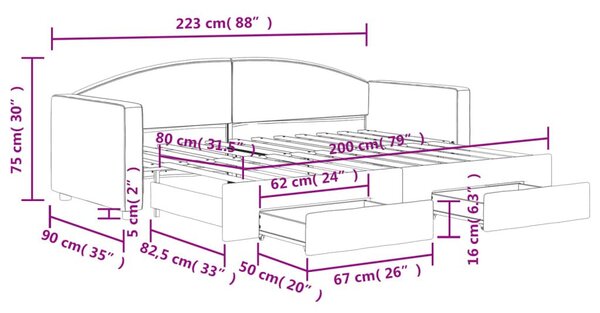 Καναπές Κρεβάτι Συρόμενος Κρεμ 80x200 εκ Υφασμάτινος & Συρτάρια - Κρεμ