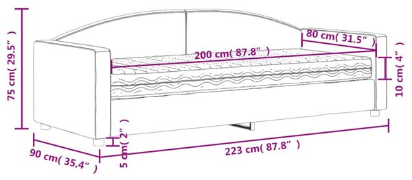 Καναπές Κρεβάτι με Στρώμα Μαύρο 80 x 200 εκ. Υφασμάτινο - Μαύρο