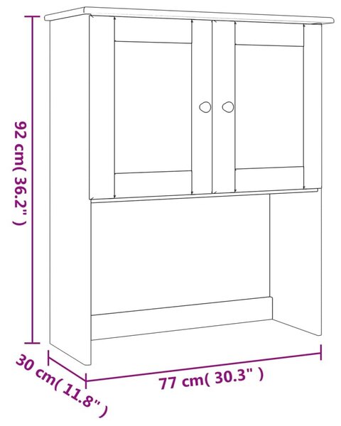 Πάνω Ντουλάπι-Βιτρίνα ALTA 77x30x92 εκ. από Μασίφ Ξύλο Πεύκου - Καφέ