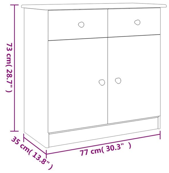 Ντουλάπι ALTA Λευκό 77 x 35 x 73 εκ. από Μασίφ Ξύλο Πεύκου - Λευκό