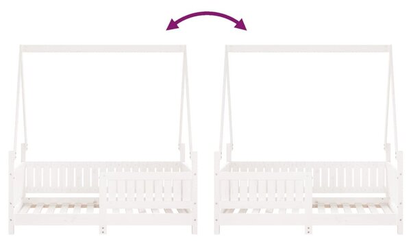 Πλαίσιο Παιδικού Κρεβατιού Λευκό 70 x 140 εκ. Μασίφ Ξύλο Πεύκου - Λευκό