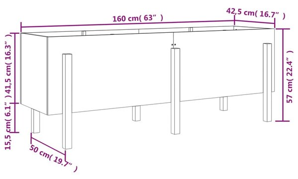 Ζαρντινιέρα Υπερυψωμένη 160 x 50 x 57 εκ. από Μασίφ Ξύλο Πεύκου - Καφέ