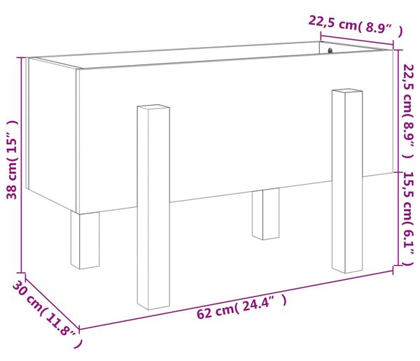 Ζαρντινιέρα Γκρι 62 x 30 x 38 εκ. από Μασίφ Ξύλο Πεύκου - Γκρι