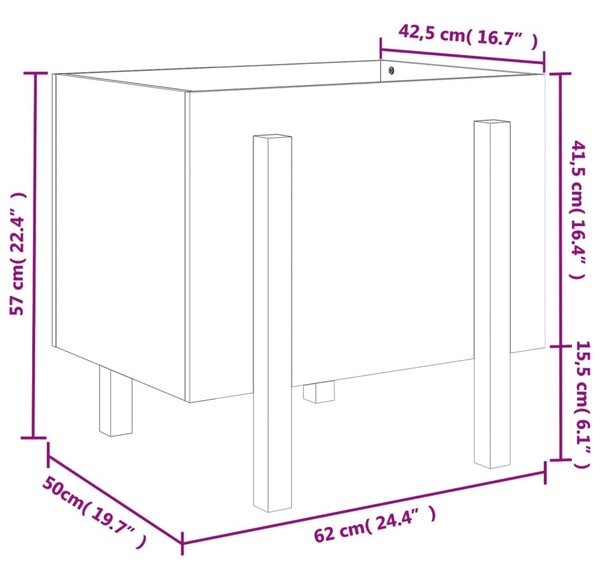 Ζαρντινιέρα Μαύρη 62x50x57 εκ. από Μασίφ Ξύλο Πεύκου - Μαύρο