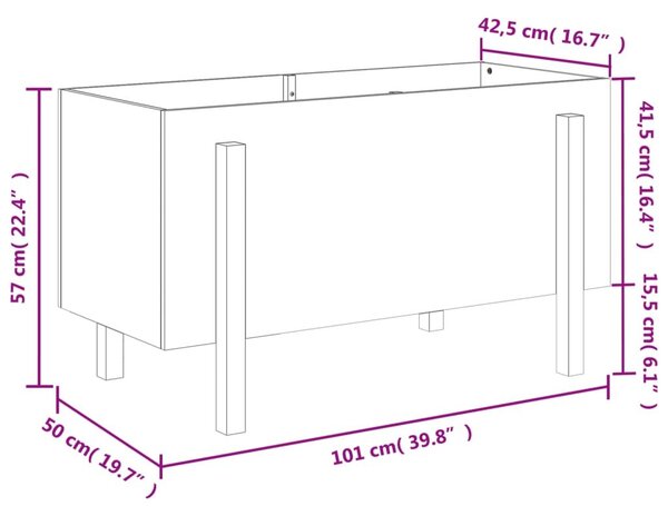 Ζαρντινιέρα Υπερυψωμένη Μελί 101 x 50 x 57 εκ. από Μασίφ Πεύκο - Καφέ