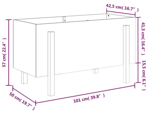 Ζαρντινιέρα Υπερυψωμένη 101 x 50 x 57 εκ. από Μασίφ Ξύλο Πεύκου - Μαύρο