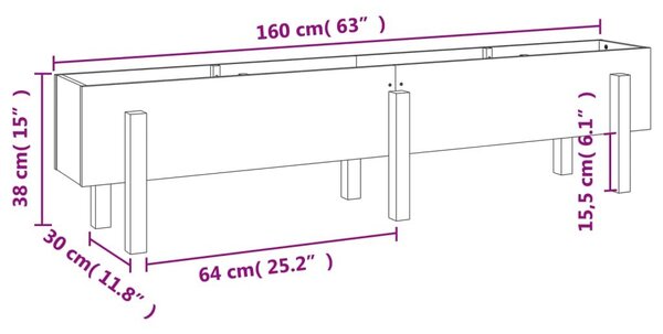 Ζαρντινιέρα Υπερυψωμένη 160x30x38 εκ. Μασίφ Ξύλο Ψευδοτσούγκας - Καφέ