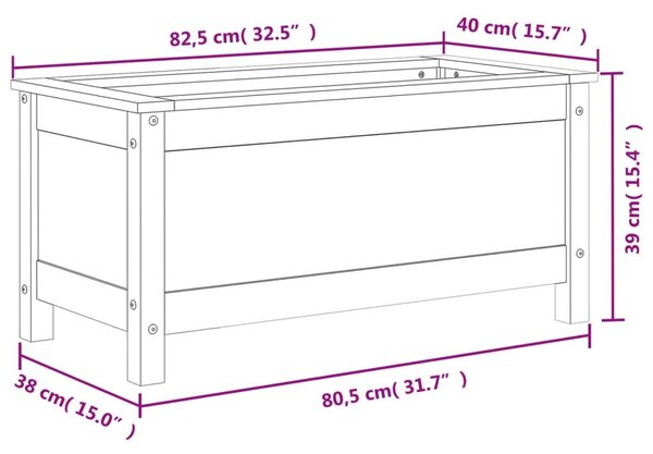 Ζαρντινιέρα Λευκή 82,5 x 40 x 39 εκ. από Μασίφ Ξύλο Πεύκου - Λευκό