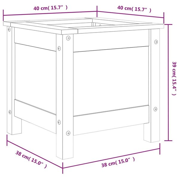 Ζαρντινιέρα Γκρι 40 x 40 x 39 εκ. από Μασίφ Ξύλο Πεύκου - Γκρι