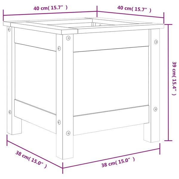 Ζαρντινιέρα Κήπου 40 x 40 x 39 εκ. από Μασίφ Ξύλο Πεύκου - Καφέ