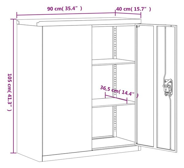 Αρχειοθήκη Ανοιχτό Γκρι και Μπλε 90 x 40 x 105 εκ. Ατσάλινη - Γκρι