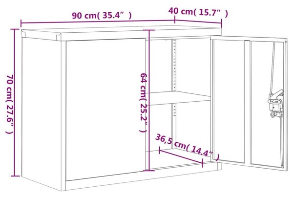 Αρχειοθήκη Λευκή 90 x 40 x 70 εκ. από Ατσάλι - Λευκό