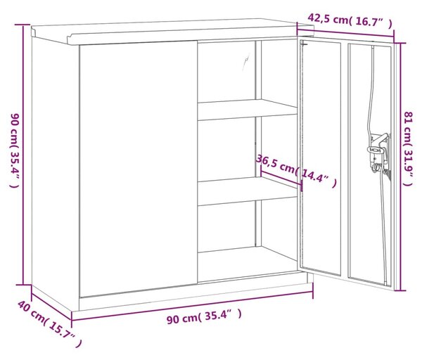 Αρχειοθήκη Μαύρη 90 x 40 x 90 εκ. από Ατσάλι - Μαύρο