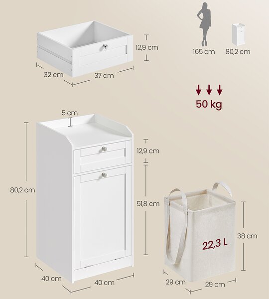 Ντουλάπι Μπάνιου Με Καλάθι Απλύτων (40x40x80) Vasagle BBC741W01V1