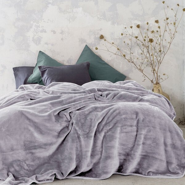 Κουβέρτα Βελουτέ Μονή (160x220) Nima Bed Linen Coperta Smoky Lilac
