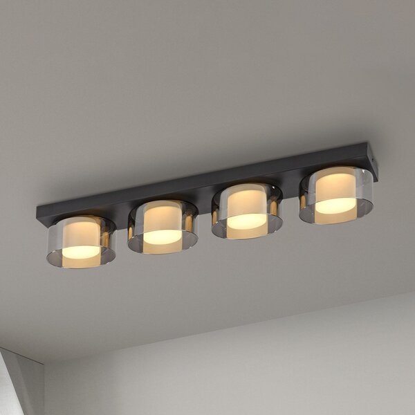 Paul Neuhaus LED φωτιστικό οροφής Rika, 70 cm, γυαλί, με δυνατότητα ρύθμισης, ρυθμιζόμενος, Μαύρο, Σαλόνι / τραπεζαρία, Γυαλί, σύγχρονο