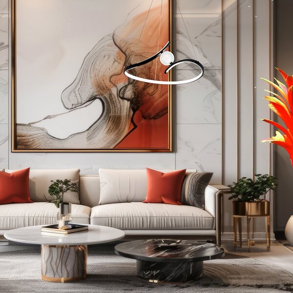 Milagro Lighting LED κρεμαστή λάμπα Perla, μέταλλο, ακρυλικό, μαύρο, 4.000 K, Μαύρο, Σαλόνι / τραπεζαρία, Μέταλλο, σύγχρονο