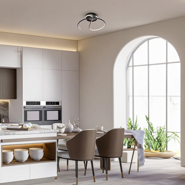 Milagro Lighting Φωτιστικό οροφής LED Delta, μέταλλο, μαύρο, 4.000 K, Μαύρο, Σαλόνι / τραπεζαρία, Μέταλλο, σύγχρονο
