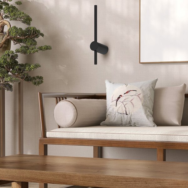 Milagro Lighting LED φωτιστικό τοίχου Swing, ύψος 30 cm, CCT, μέταλλο, μαύρο, Μαύρο, Σαλόνι / τραπεζαρία, Μέταλλο, σύγχρονο