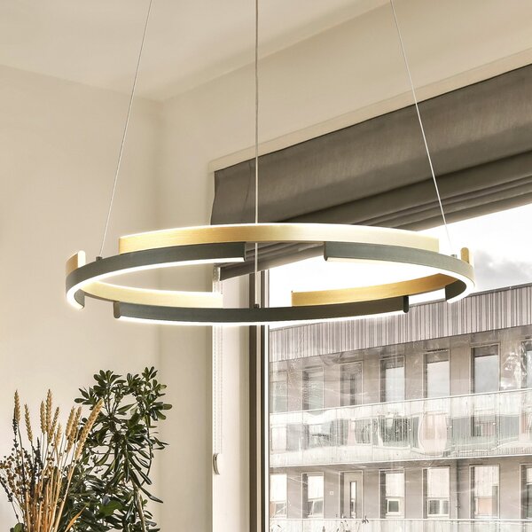 FISCHER & HONSEL Circly LED κρεμαστό φωτιστικό, μεταλλικό, τηλεχειριστήριο, CCT, dimmable, ρυθμιζόμενος, Μαύρο, Σαλόνι / τραπεζαρία, Μέταλλο, σύγχρονο
