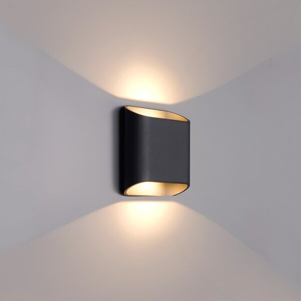 LCD Εξωτερικό φωτιστικό τοίχου LED, γραφίτης, up & down, CCT, dimmable, αλουμίνιο, ρυθμιζόμενος, Μαύρο, Αλουμίνιο, σύγχρονο