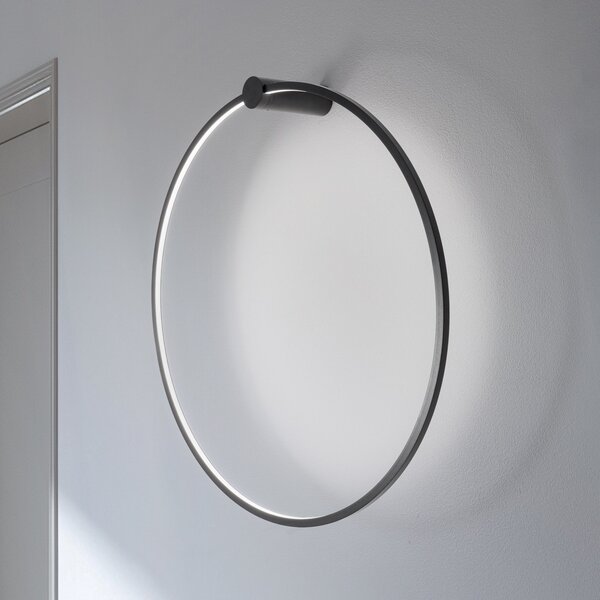 Milagro Lighting LED φωτιστικό τοίχου Saturno, μαύρο, Ø 80 cm, μέταλλο, 4.000 K, Μαύρο, Σαλόνι / τραπεζαρία, Αλουμίνιο, σύγχρονο