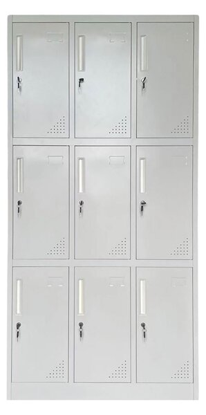 LOCKER 9 Θέσεων Μέταλλο Βαφή Γκρι Με εσωτερικά ράφια 90x40x185cm