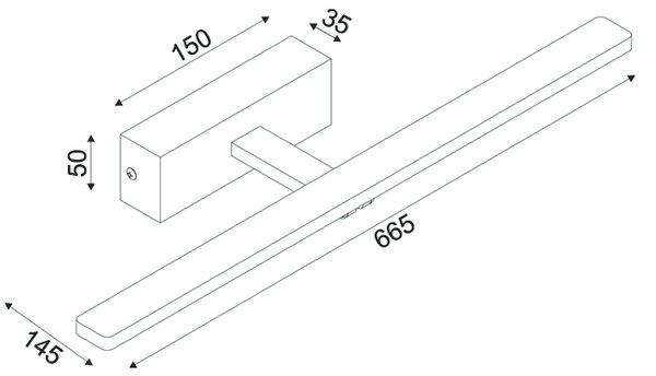 ^ΕΠΙΤΟΙΧΟ Φ/Σ LED 12W 3000K 780LM PALMA ΜΑΥΡΟ ΜΕΤ/ΚΟ IP44 66,5X14,5X5CM