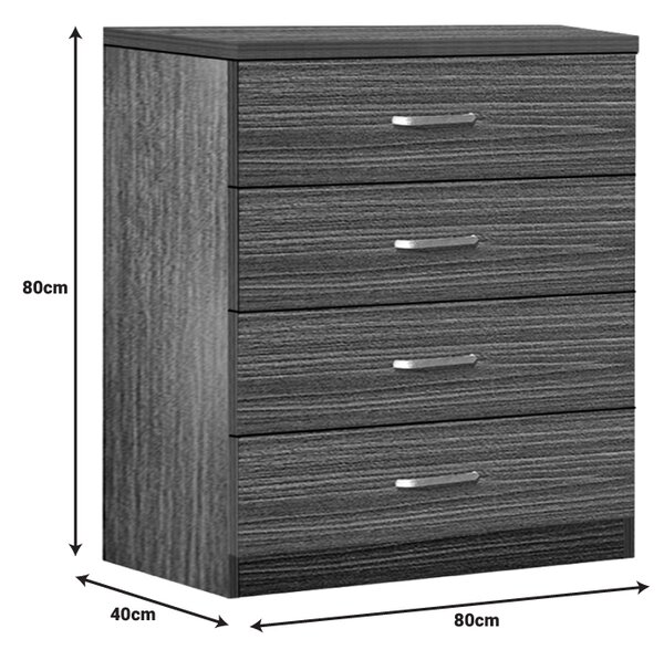 Συρταριέρα Killian με 4 συρτάρια zebrano 80x40x80εκ