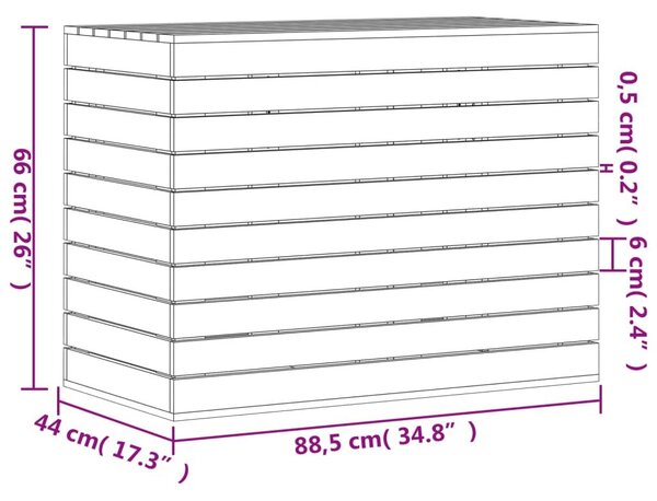 Καλάθι Ρούχων Λευκό 88,5x44x66 εκ. από Μασίφ Ξύλο Πεύκου - Λευκό