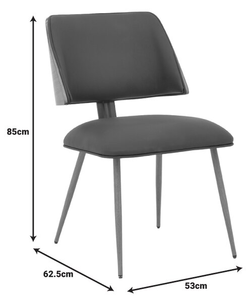 Καρέκλα Ubane μαύρο pu-πόδι καρυδί μέταλλο 53x62.5x85εκ