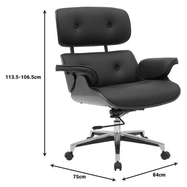 Καρέκλα γραφείου διευθυντή Kobane μαύρο pu-βάση χρωμίου 84x75x113.5εκ
