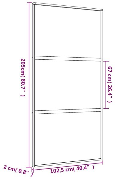 Συρόμενη Πόρτα Χρυσή 102,5x205 εκ. από Γυαλί ESG και Αλουμίνιο - Χρυσό