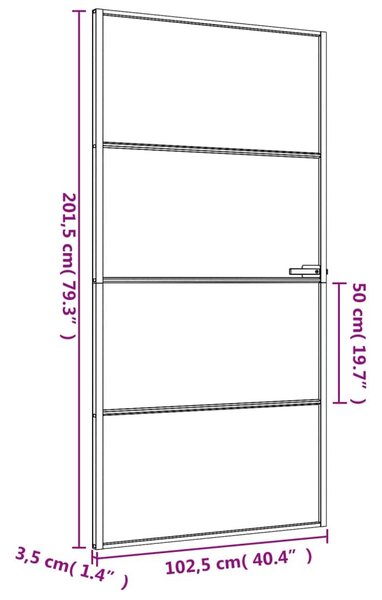 Εσωτερική Πόρτα Μαύρη 102,5x201,5 εκ. Ψημένο Γυαλί & Αλουμίνιο - Μαύρο