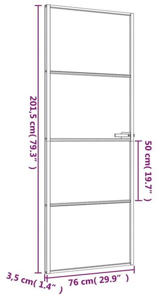 Εσωτερική Πόρτα Μαύρη 76x201,5 εκ. Ψημένο Γυαλί και Αλουμίνιο - Μαύρο